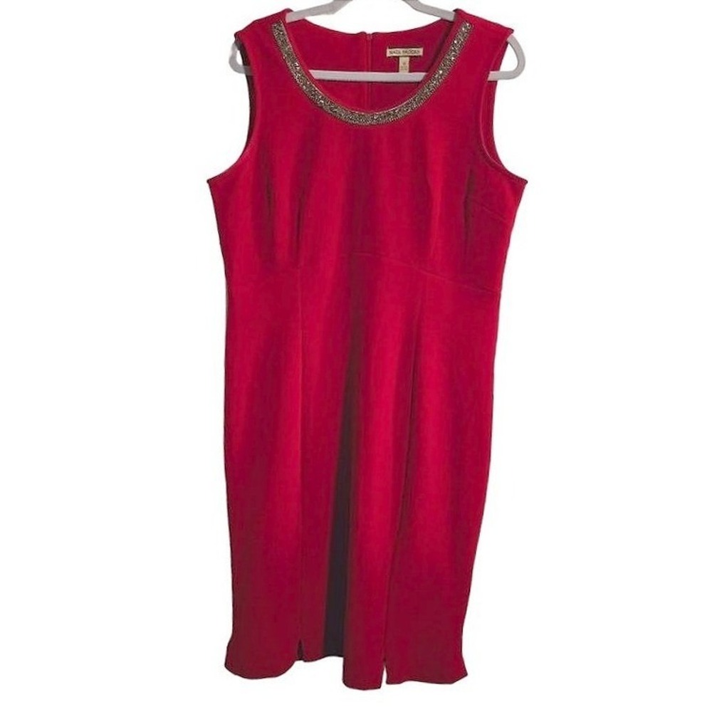 Maya Brooke Red dress size 12‎ beaded collar sleeveless